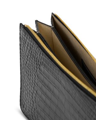 Croco Embossed Leather Clutch