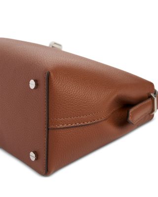 T-Lock Grained Leather Convertible Top Handle Bag in Sienna