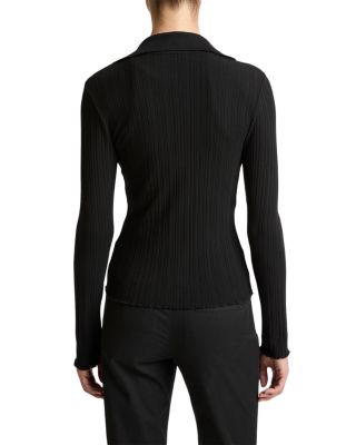 Rib Knit Polo Cardigan Sweater 