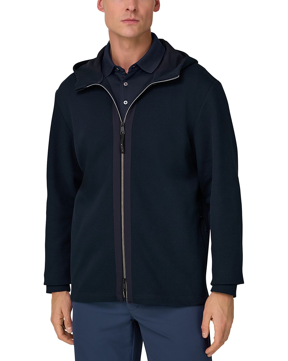 Boggi Milano Scuba Pique Full Zip Hooded Sweatshirt