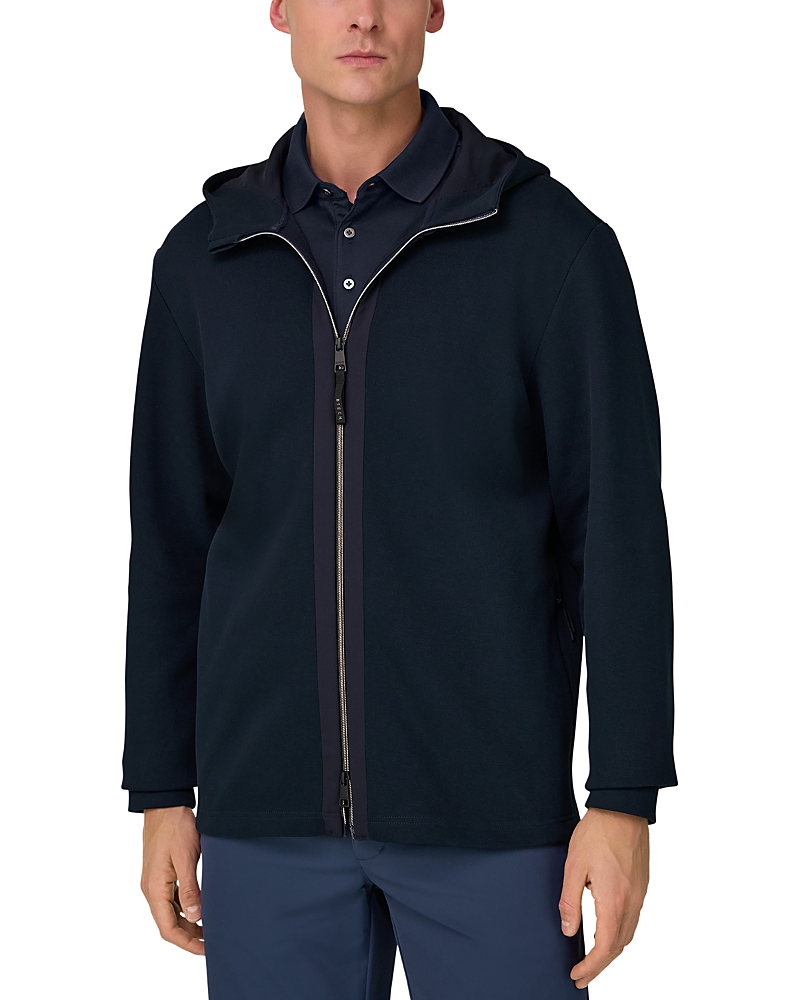 Boggi Milano Scuba Pique Full Zip Hooded Sweatshirt