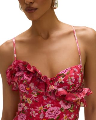 Peony Print Ruffle One Piece Swimsuit