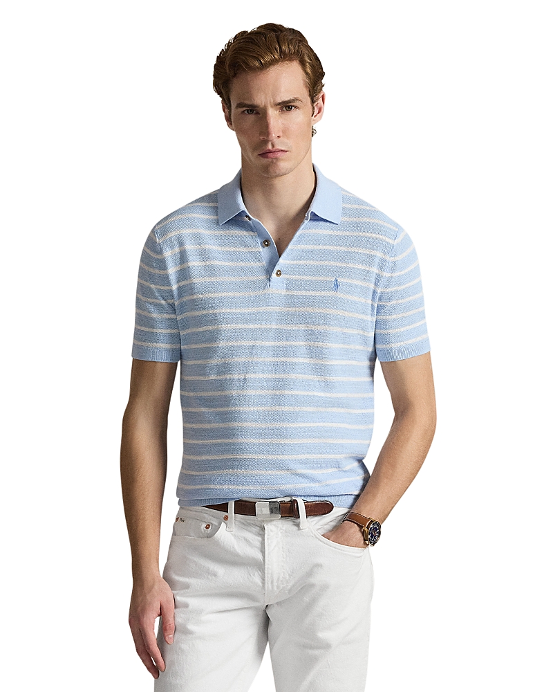 Polo Ralph Lauren Striped Cotton Linen Polo Collar Sweater