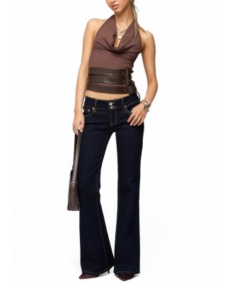 Buckle Cowl Neck Backless Top