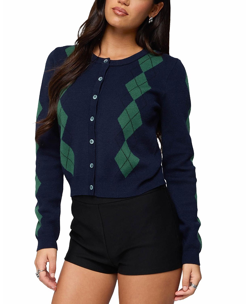 Edikted Farren Argyle Cardigan
