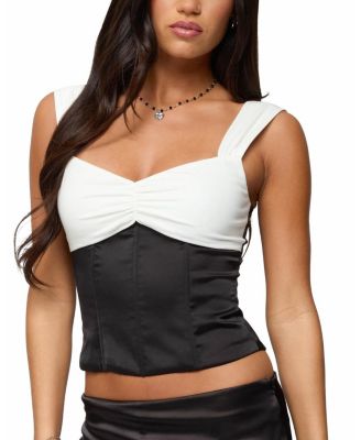 Leandre Contrast Satin Effect Boned Top