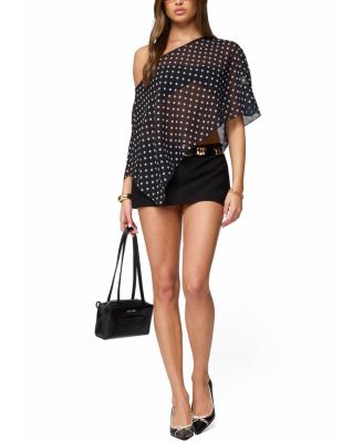 Sheer Chiffon Asymmetric Polka Dot Poncho