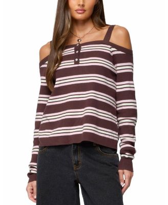 Shyla Off Shoulder Striped Knit Top
