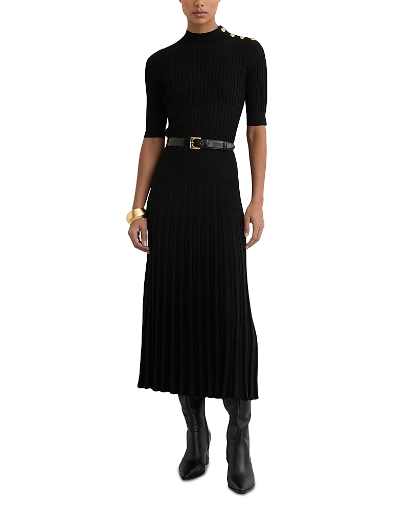 Reiss Harriet Short Sleeve Button Knitted Dress
