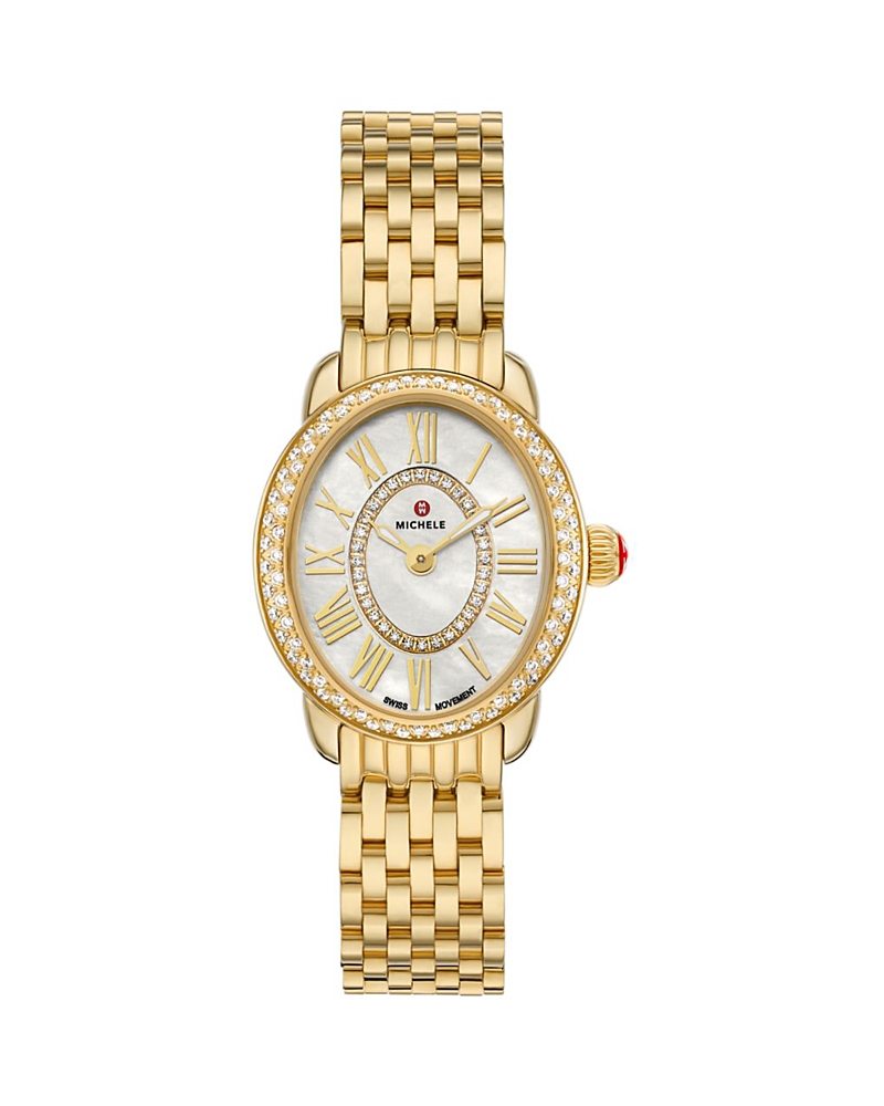 Michele Serein Oval Diamond 18K Gold-Plated Watch, 24mm x 27mm