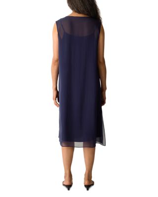 Boat Neck Silk Dress