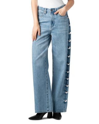 High Rise Studded Jeans in Silver Spoon