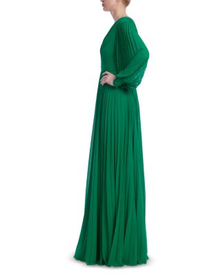 Sunburst Pleated Long Sleeved Gown