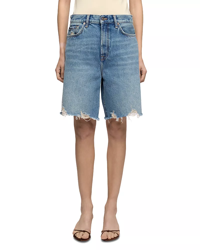 7 For All Mankind Lola Denim Shorts in Wave