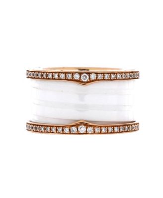  B.Zero1 Three Band Ring 18K Rose Gold and Ceramic with Diamonds