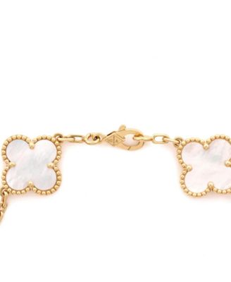  Vintage Alhambra 5 Motifs Bracelet 18K Gold and Mother of Pearl