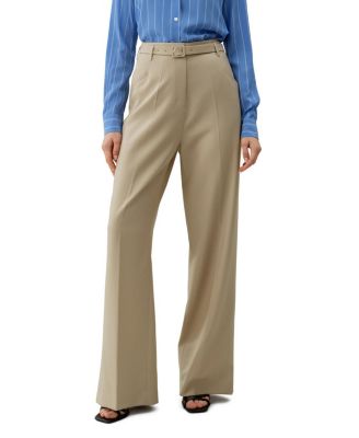  Silk Wool High-Waisted Wide-Leg Pant