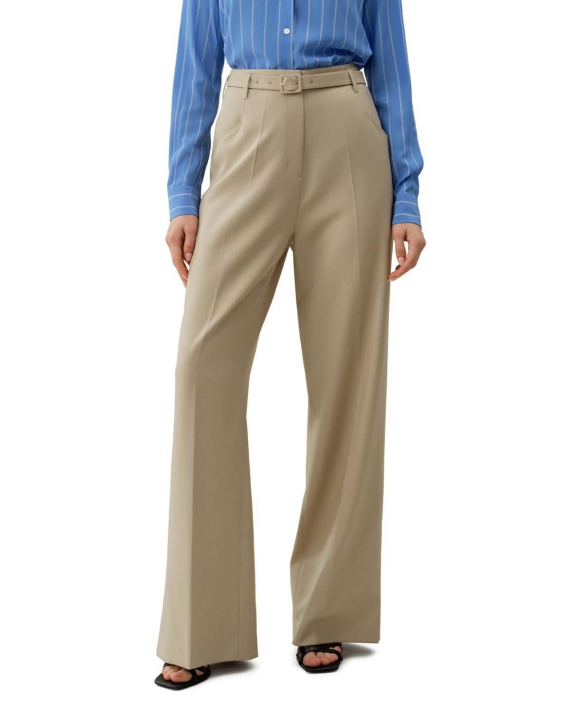 Silk Wool High-Waisted Wide-Leg Pant
