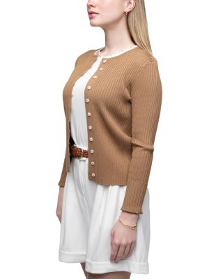 Ribbed Knit Cardigan Sweater 
