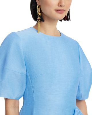 Simona Linen Blend Appliqu&eacute; Mini Dress