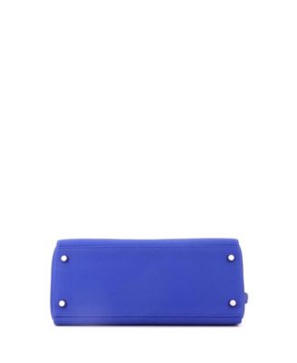 Kelly 28 Handbag Blue Togo with Palladium Hardware