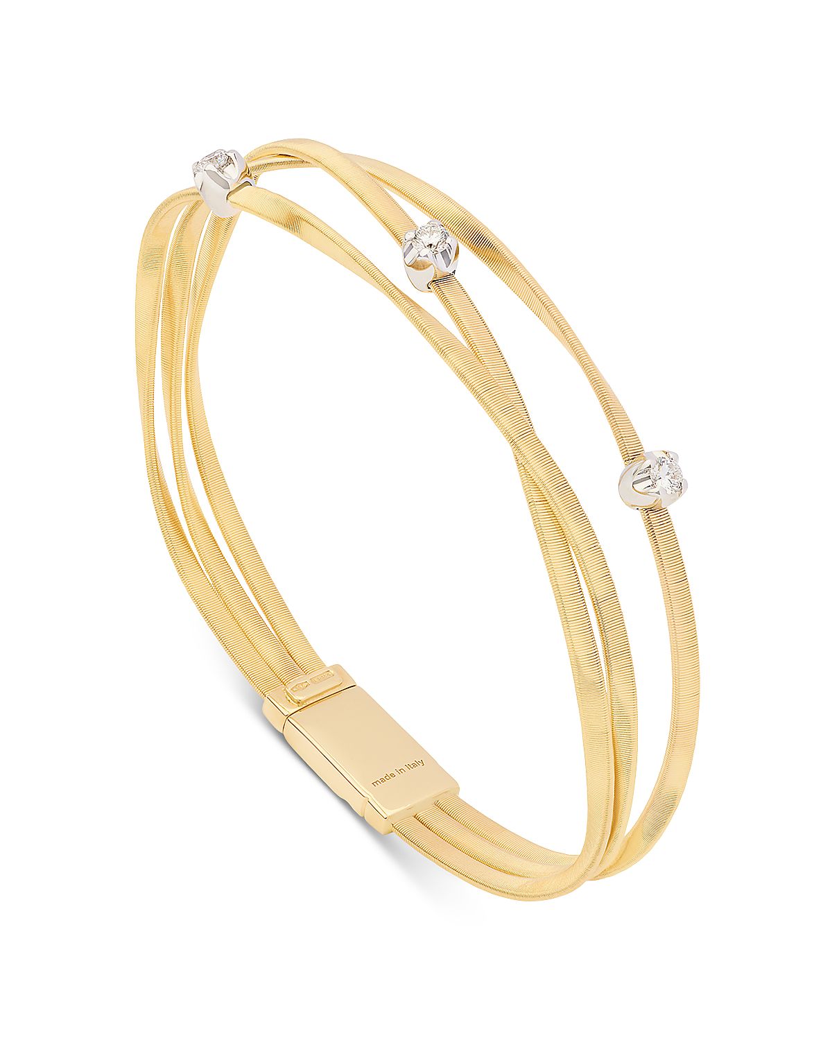 Marco Bicego 18K White & Yellow Gold Marrakech Diamond Triple Row Link Bracelet