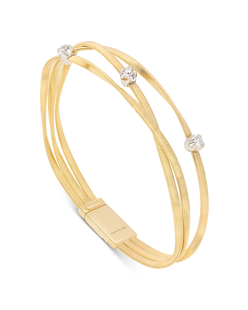 Marco Bicego 18K White & Yellow Gold Marrakech Diamond Triple Row Link Bracelet