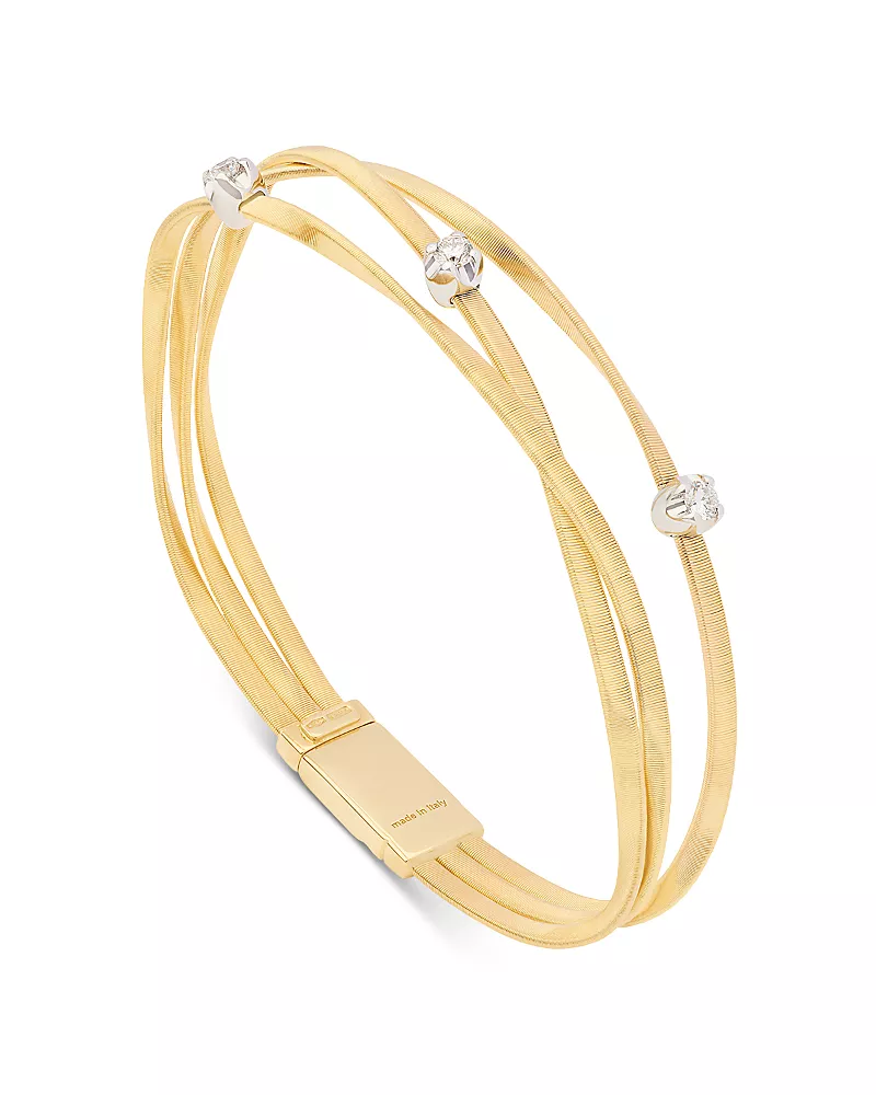 Marco Bicego 18K White & Yellow Gold Marrakech Diamond Triple Row Link Bracelet