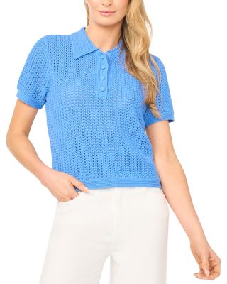 Lilac Short Sleeve Texture Pointelle Polo