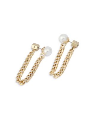 Lex Imitation Pearl Swag Chain Front To Back Earrings 