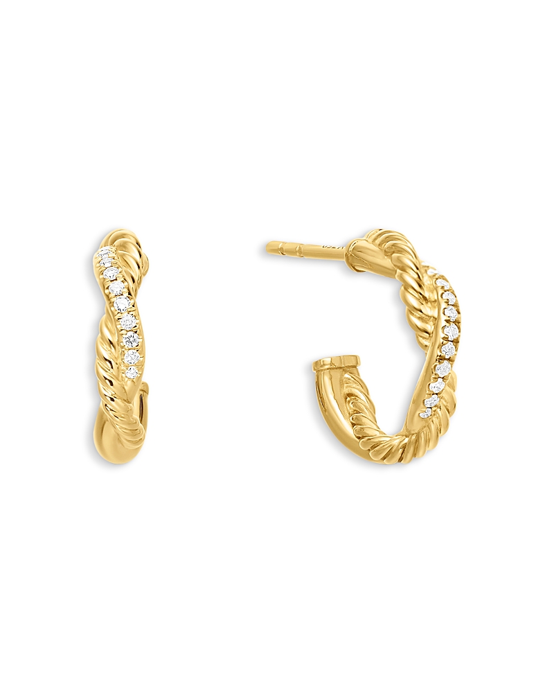 Petite Infinity Huggie Hoop Earrings in 18K Yellow Gold with Diamonds, 3mm