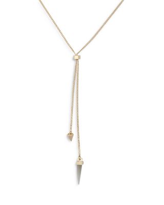 Hazel Crystal Spike Lariat Necklace, 28"