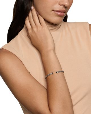 Cablespira Flex&reg; Bracelet in Sterling Silver with Black Onyx and Diamonds, 4mm