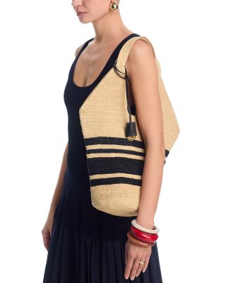 Leah Medium Striped Raffia Hobo Bag
