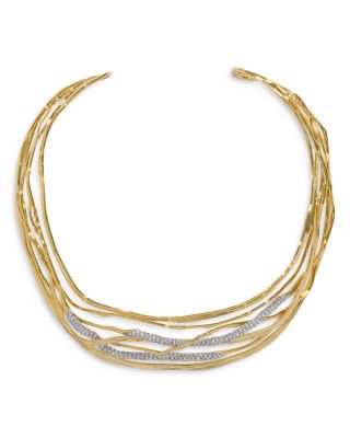Solanales Crystal Woven Structured Collar Necklace, 4.25"  