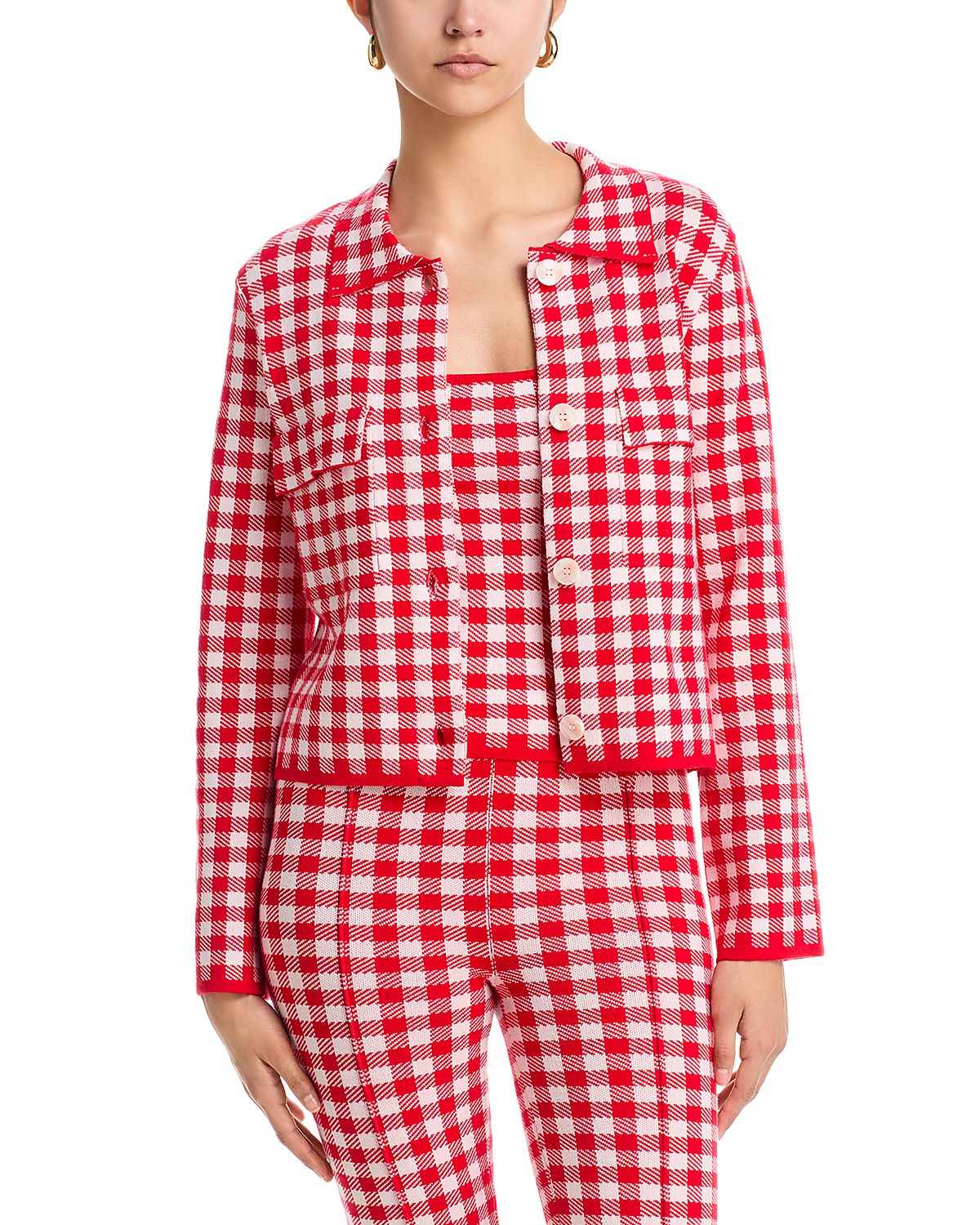 Aqua Gingham Knit Jacket - Exclusive