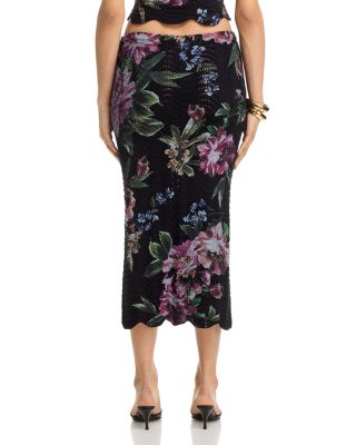 Floral Sweater Knit Midi Skirt - Exclusive
