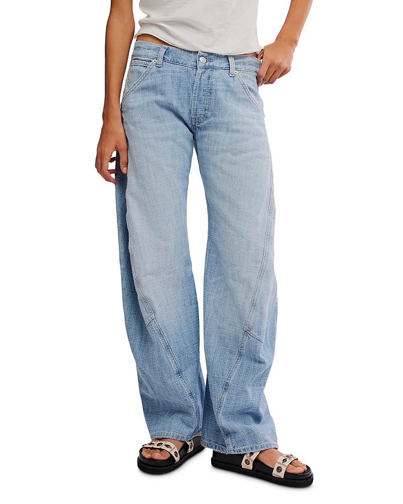 Free People Highland Low Rise Bowed Jeans in Art School