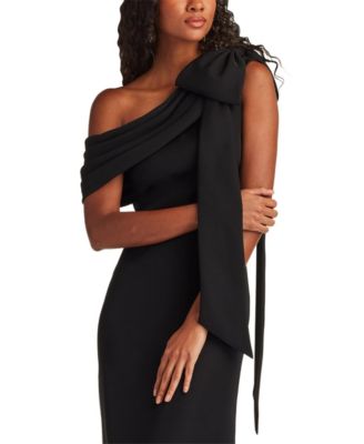 Cassia Bow-Shoulder Crepe Gown