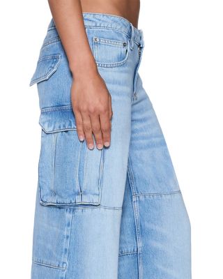 Dropout Low Rise Cargo Jeans in Denim
