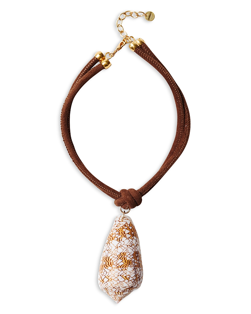 Chan Luu Fabric Cone Shell Suede Pendant Necklace, 13.5