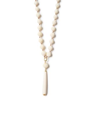 Bone Bead & Mother Of Pearl Rosary Necklace, 40"