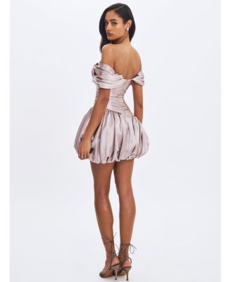  Milena Ruched Asymmetrical Bubble Mini Dress