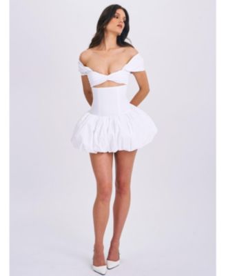  Umika Key Hole Off Shoulder Bubble Hem Mini Dress