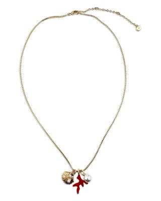 Pav&eacute; & Imitation Pearl Sea Charm Pendant Necklace, 17-20" - Exclusive