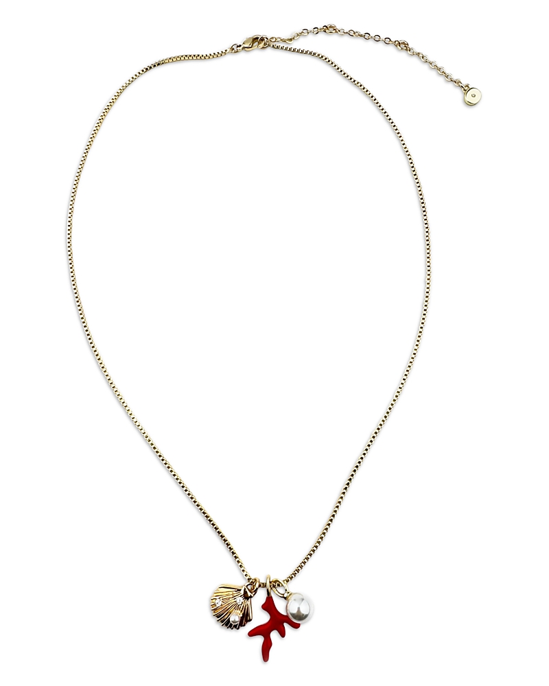 Aqua Pave & Imitation Pearl Sea Charm Pendant Necklace, 17-20 - Exclusive