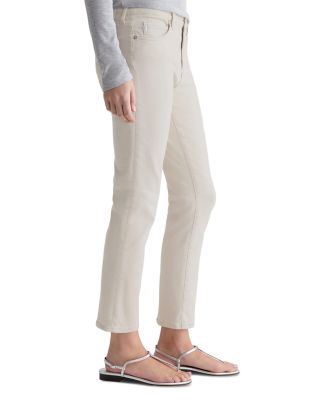 Mari Mid Rise Slim Straight Crop Jeans in Pumice