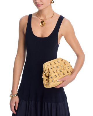 Galia Studded Raffia Clutch