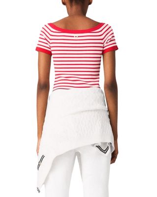 Striped Knit Boat Neck Top