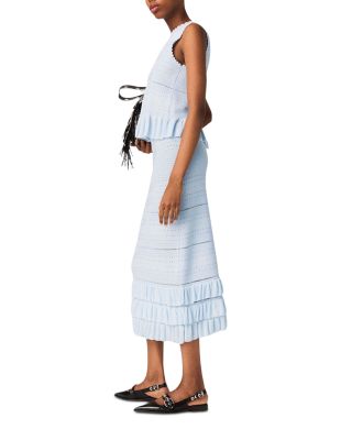 Long Ruffled Knit Skirt